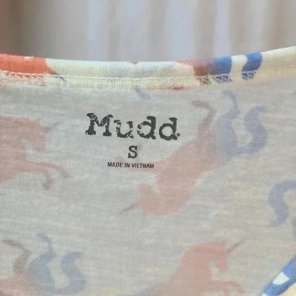 Mudd Unicorn Pattern Sheer Short Sleeve Blouse - Picture 3 of 3